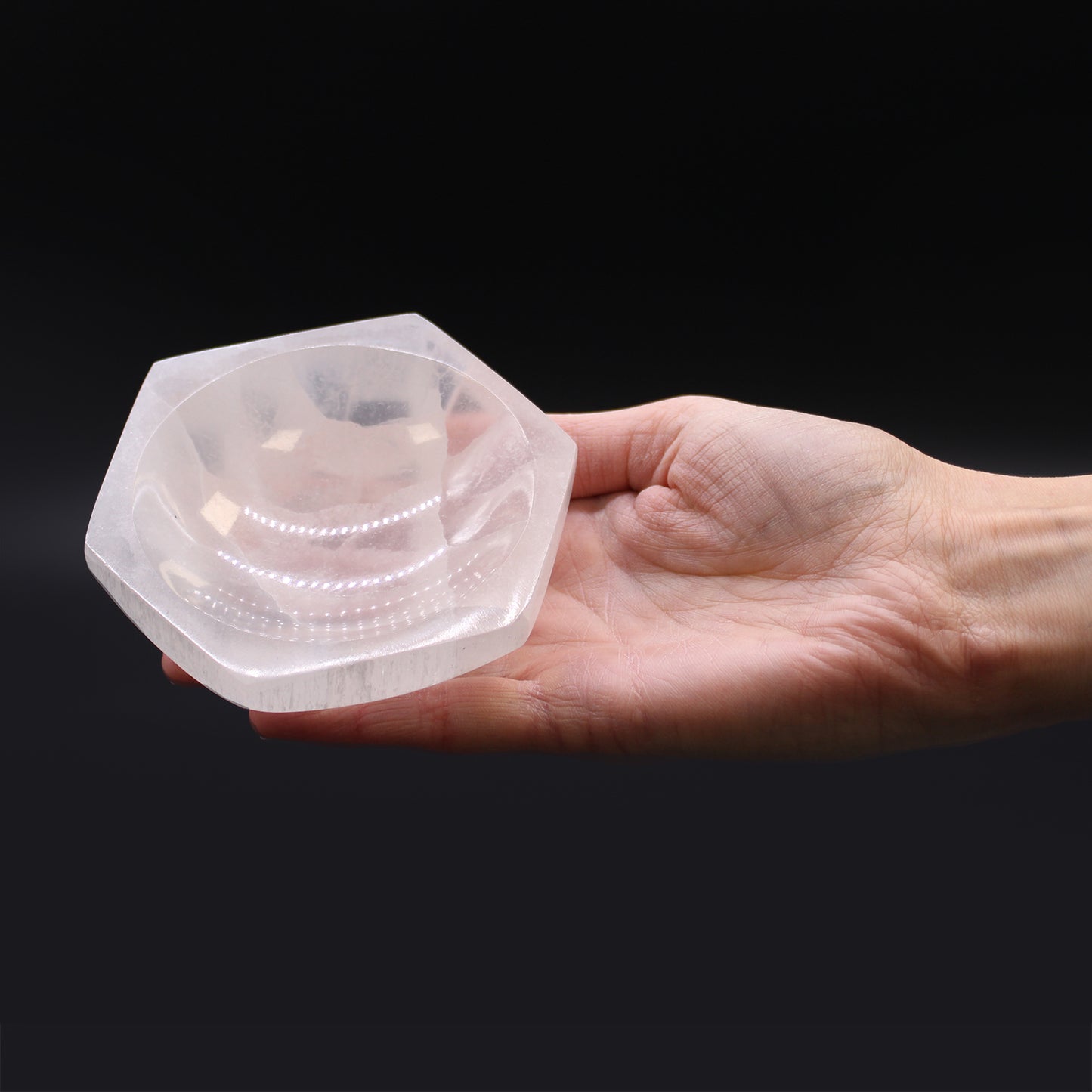 Selenite Hex Bowl 10cm | A Sacred Vessel for Energy Cleansing and Crystal Charging