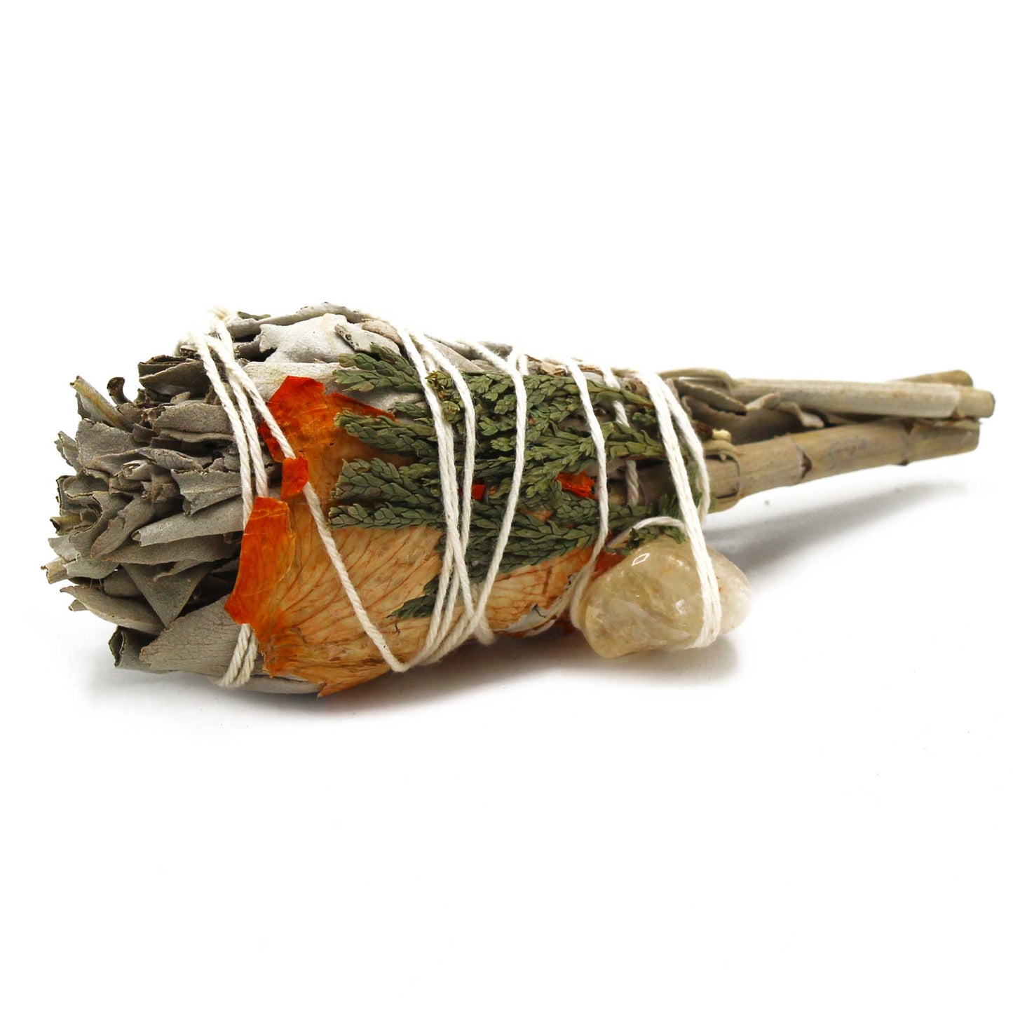 Smudge Stick - Cleansing Energy Sage Torch (Citrine) 10cm | Purify, Revitalize, and Attract Positive Energy