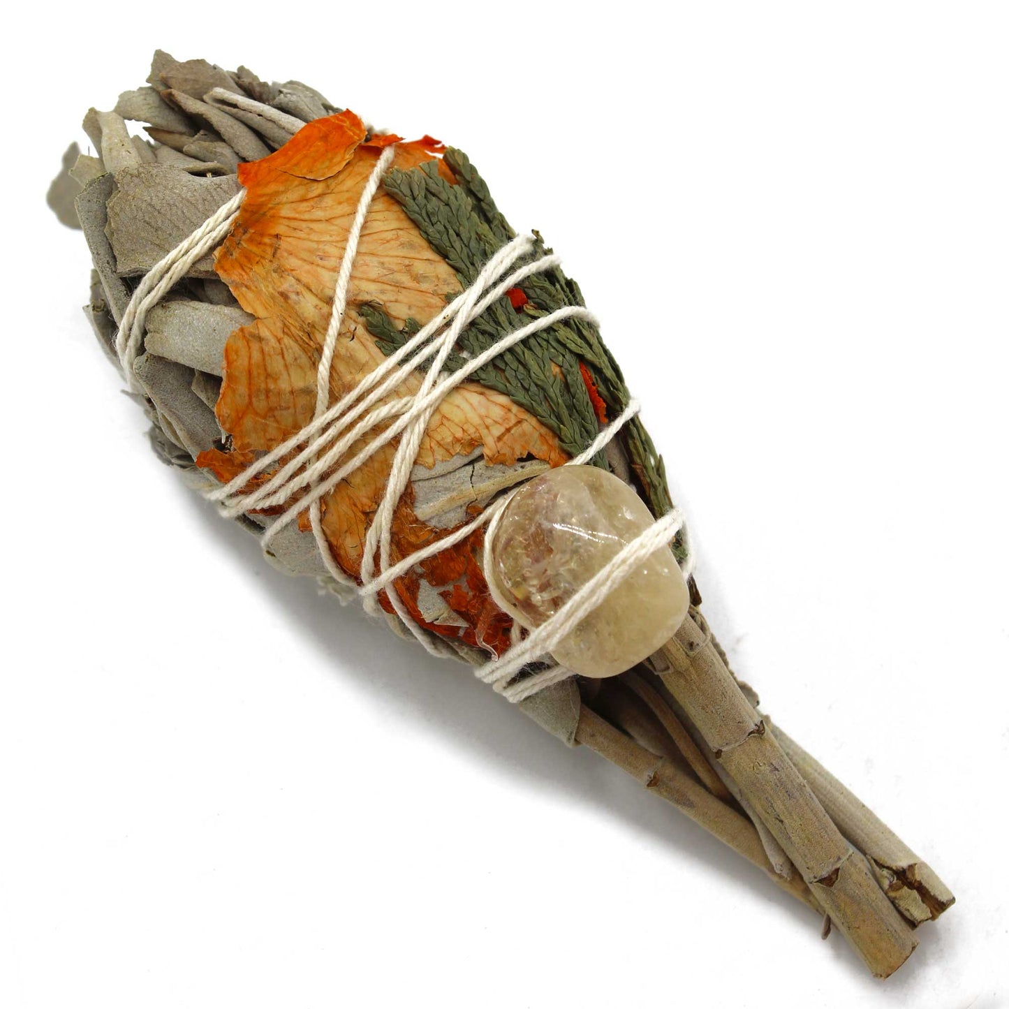 Smudge Stick - Cleansing Energy Sage Torch (Citrine) 10cm | Purify, Revitalize, and Attract Positive Energy