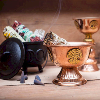 Altar Bowls Cauldrons and Burning Resin and Incense