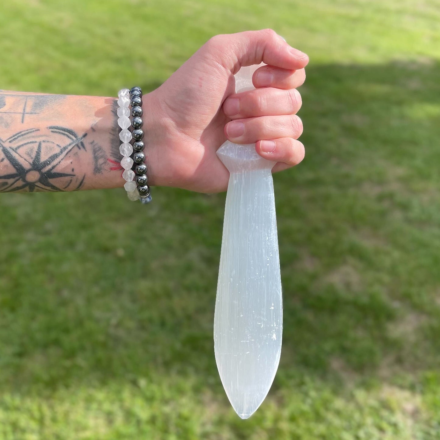 Selenite Large Ritual Knife – Spiral (25cm) | A Powerful Tool for Energy Cleansing and Ritual Work