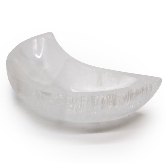 Selenite Moon Bowl 15cm | A Lunar Vessel for Energy Cleansing and Spiritual Renewal