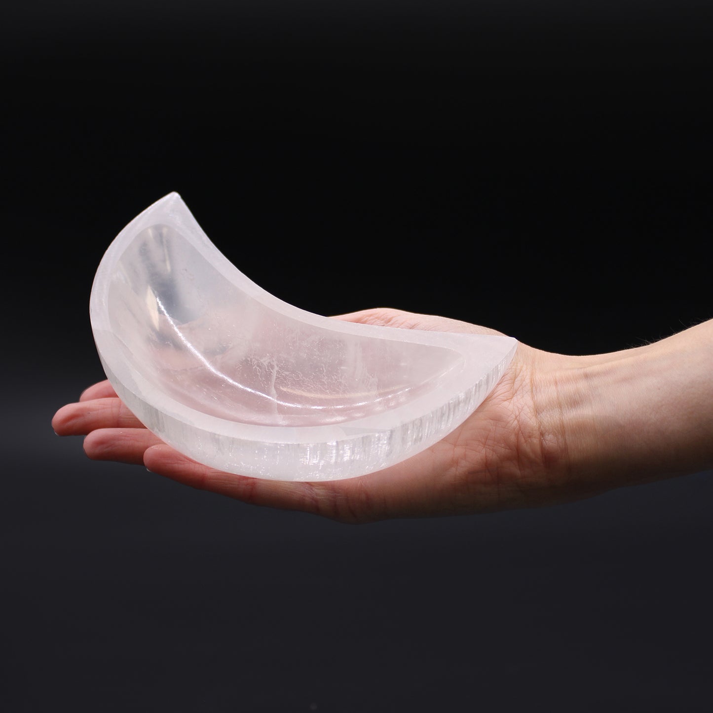 Selenite Moon Bowl 15cm | A Lunar Vessel for Energy Cleansing and Spiritual Renewal