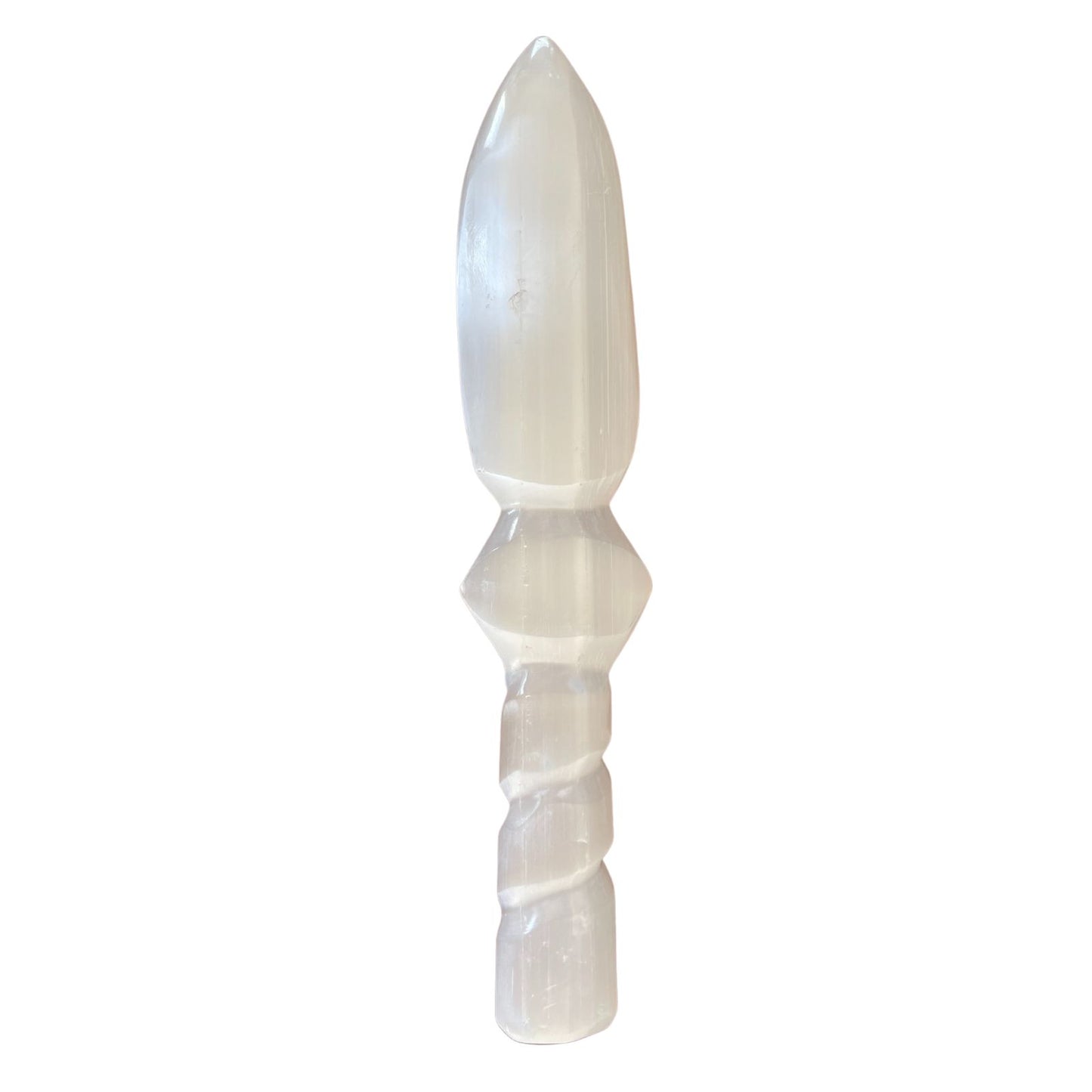 Selenite Large Ritual Knife – Spiral (25cm) | A Powerful Tool for Energy Cleansing and Ritual Work