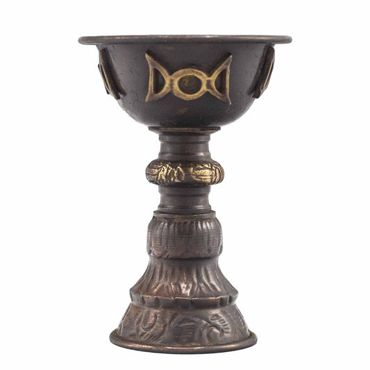 Antique Copper Ritual Goblet with Triple Moon 8x13cm | A Sacred Vessel for Lunar Magic and Feminine Energy
