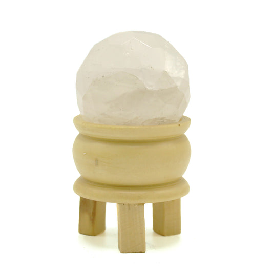 Gemstone Faceted Healing Ball & Stand – Rock Quartz | Amplify Energy and Enhance Spiritual Clarity