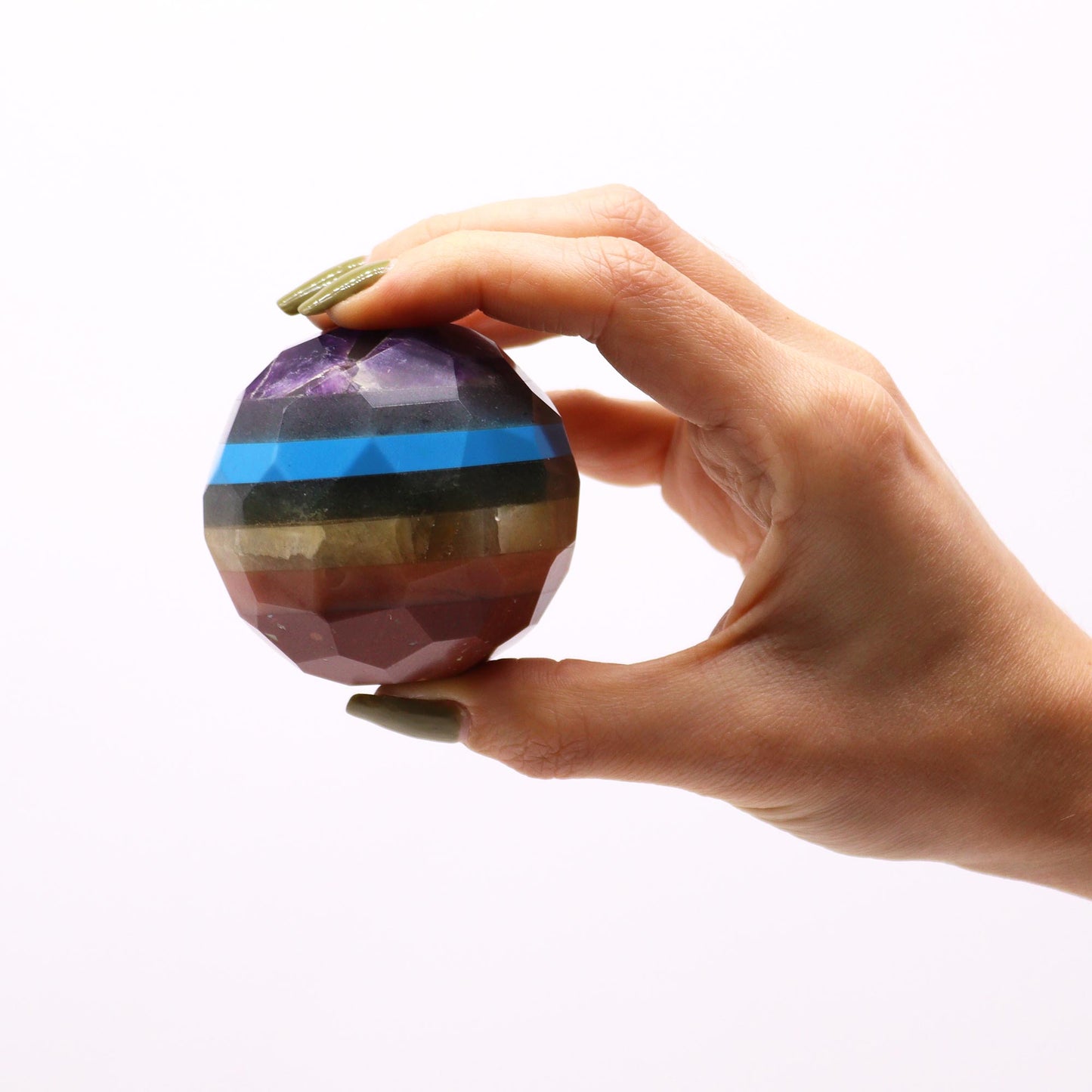 Gemstone Faceted Healing Ball & Stand - Seven Chakra | Harmonize Energy and Restore Balance