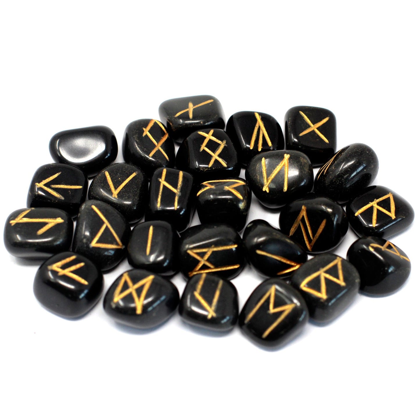 Runes Stone Set in Pouch – Black Agate | A Powerful Tool for Protection and Ancient Wisdom