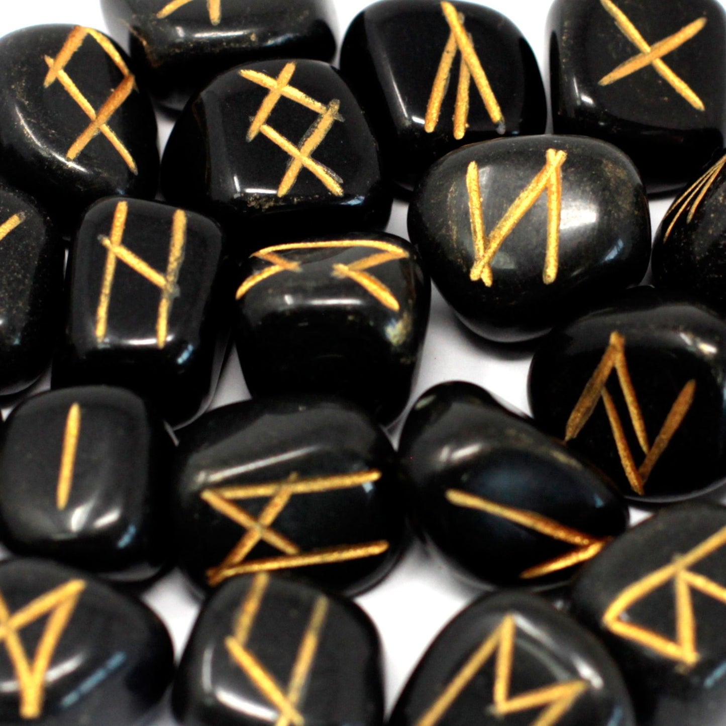 Runes Stone Set in Pouch – Black Agate | A Powerful Tool for Protection and Ancient Wisdom