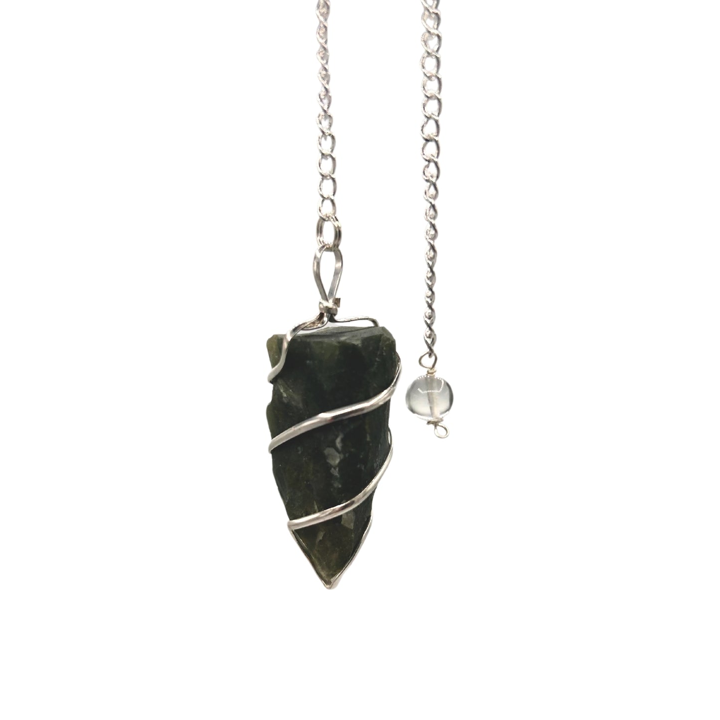 Raw Gemstone Pendulum – Moss Agate | A Natural Tool for Grounding and Intuition