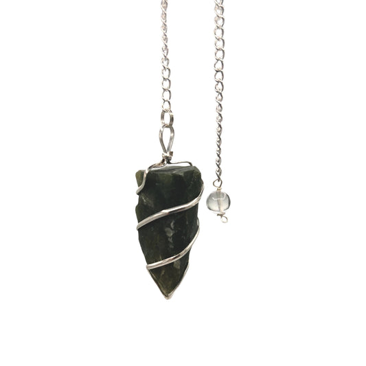 Raw Gemstone Pendulum – Moss Agate | A Natural Tool for Grounding and Intuition