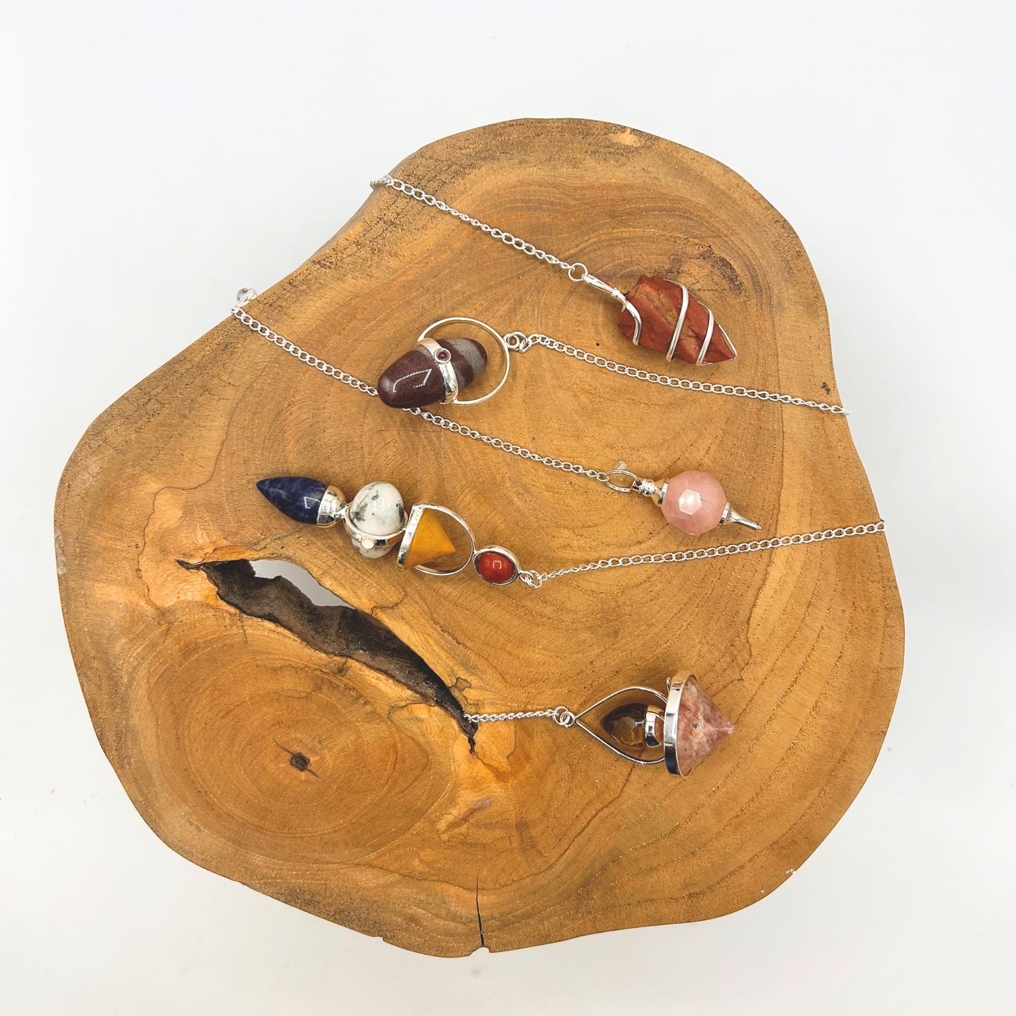 Gemstone Lantern of Life Pendulum – Black Agate & Rose Quartz