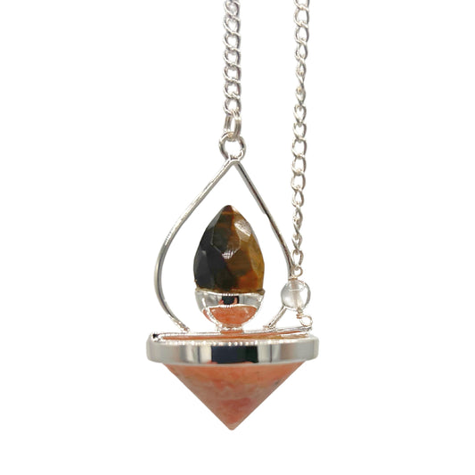 Gemstone Lantern of Life Pendulum – Sunstone & Tigereye