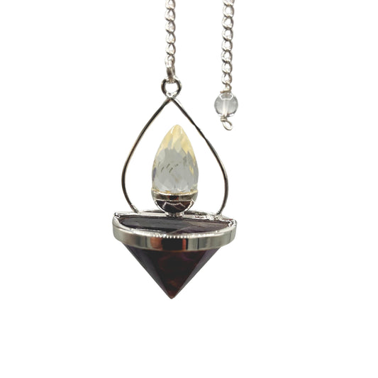 Gemstone Lantern of Life Pendulum – Amethyst & Rock Quartz