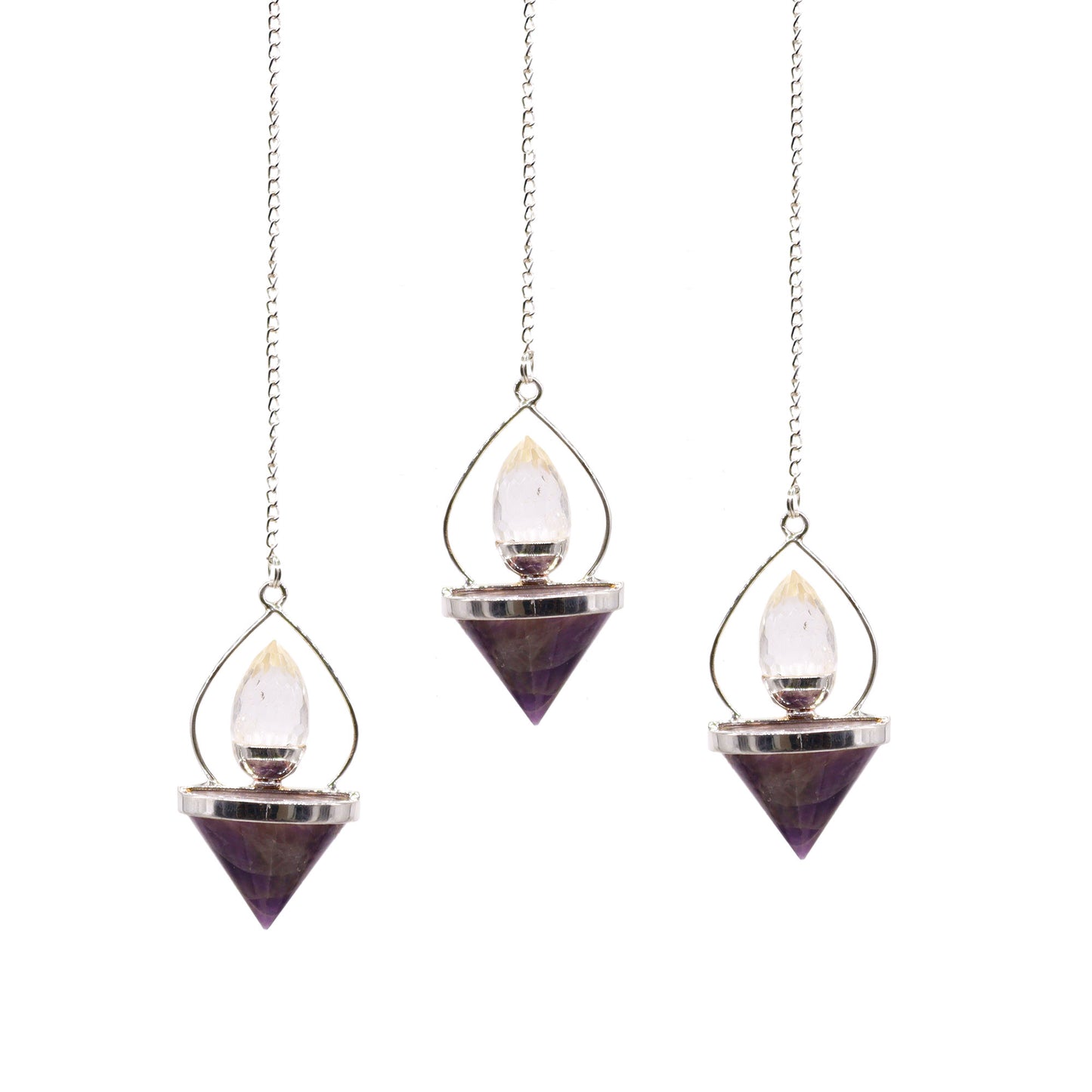 Gemstone Lantern of Life Pendulum – Amethyst & Rock Quartz
