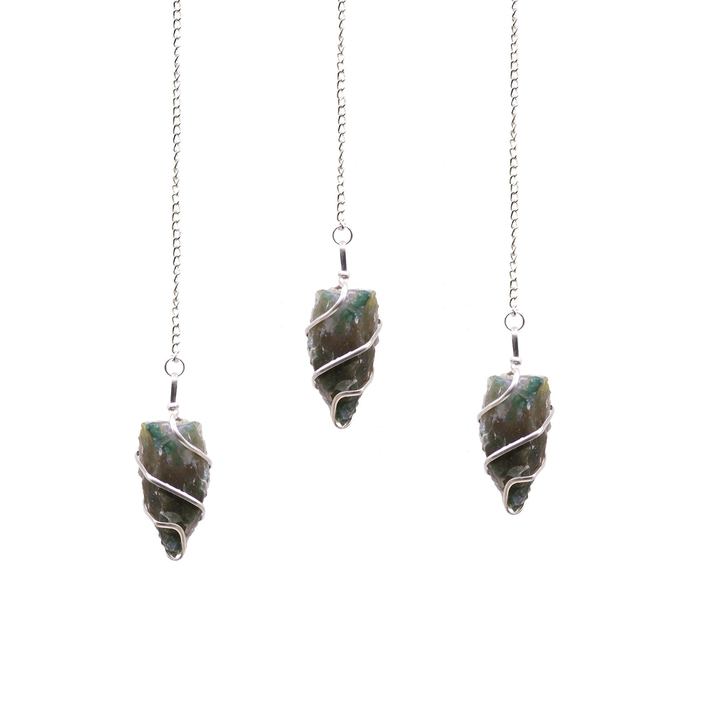Raw Gemstone Pendulum – Moss Agate | A Natural Tool for Grounding and Intuition