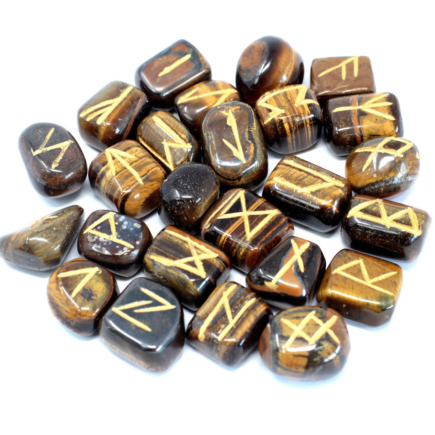 Runes Stone Set in Pouch – Tiger Eye | A Sacred Tool for Strength and Protection