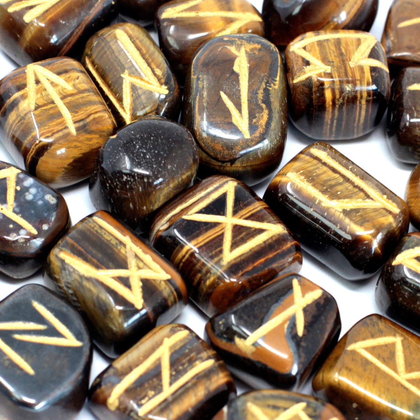 Runes Stone Set in Pouch – Tiger Eye | A Sacred Tool for Strength and Protection