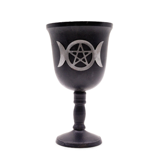Iron Ritual Goblet – Triple Moon 20x11cm | A Sacred Vessel of Feminine Energy and Mystical Tradition